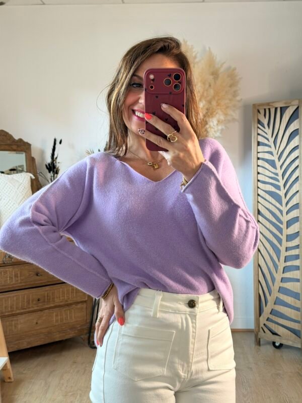 Pull maille fine lilas - Modèle Laura