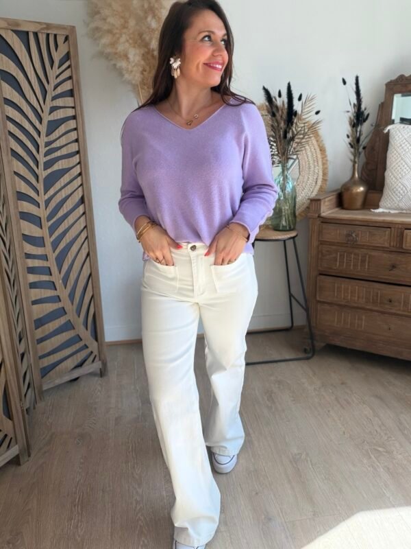 Pull maille fine lilas - Modèle Laura