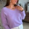 Pull maille fine lilas - Modèle Laura
