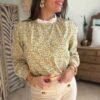 Chemise fleurie jaune vert - Modèle Cassidy