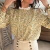 Chemise fleurie jaune vert - Modèle Cassidy