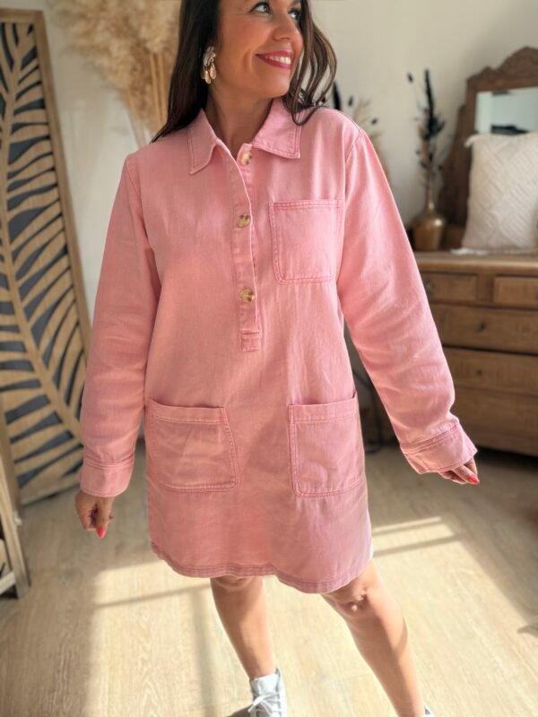 Robe en jean rose clair - Modèle Virginie