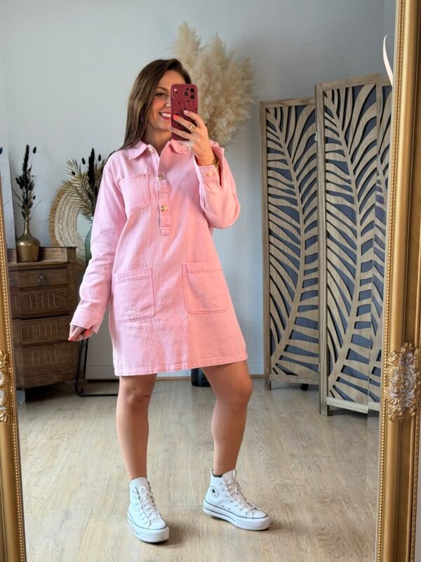 Robe en jean rose clair - Modèle Virginie