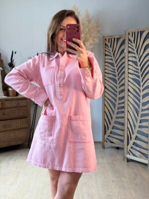 Robe en jean rose clair - Modèle Virginie