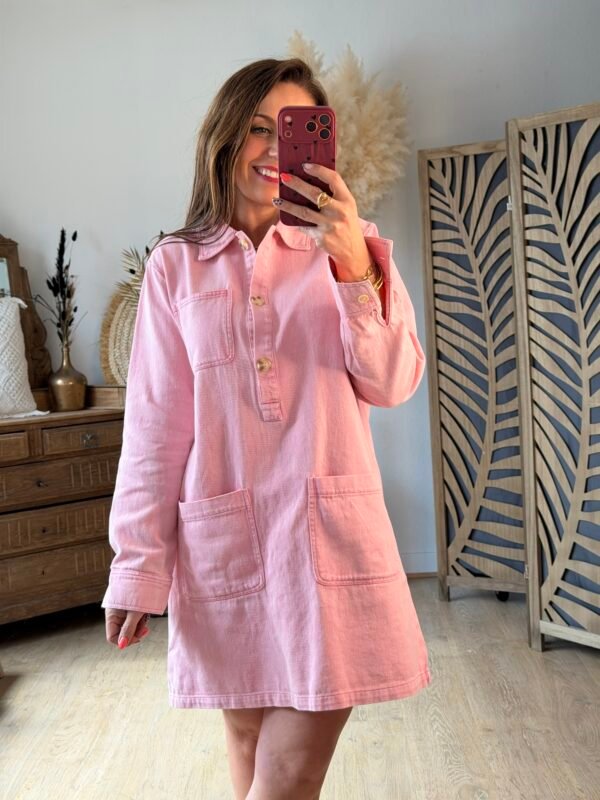 Robe en jean rose clair - Modèle Virginie