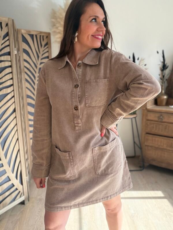 Robe en jean taupe - Modèle Virginie