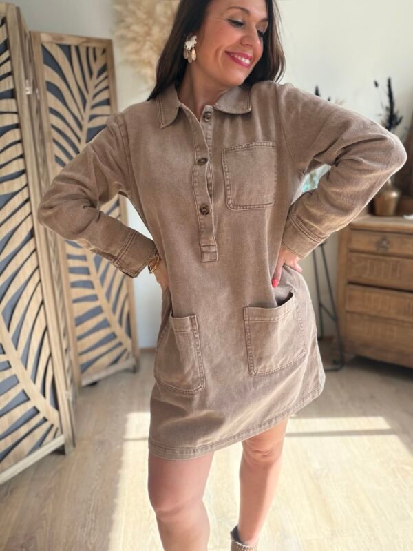 Robe en jean taupe - Modèle Virginie