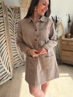 Robe en jean taupe - Modèle Virginie