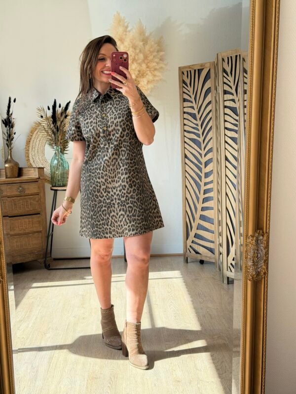 Robe en jean léopard - Modèle Rouane