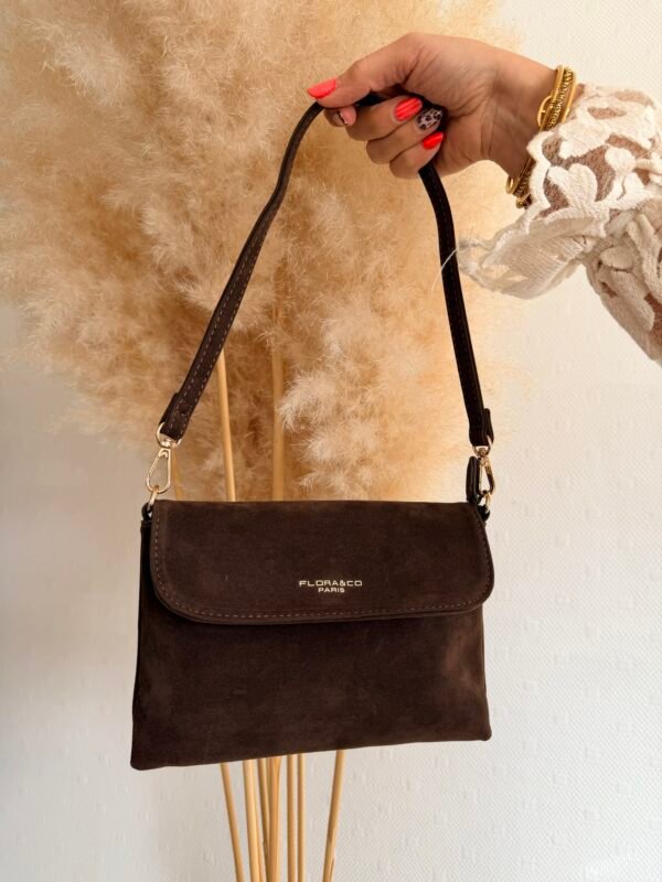 Sac Bandoulière chocolat  – Modèle Celia