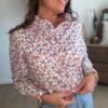 Chemise fleurie bleu rose - Modèle Cassy