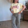 T shirt jaune Amore - Modèle Andy