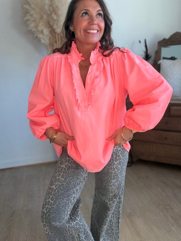 img_6961 Blouse corail fluo - Modèle Stone