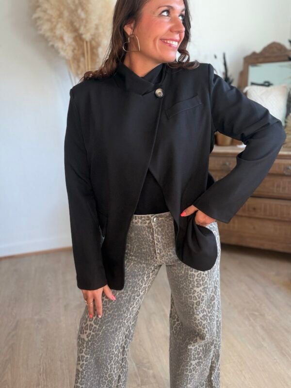 Veste Blazer asymétrique noire - Modèle Elisa