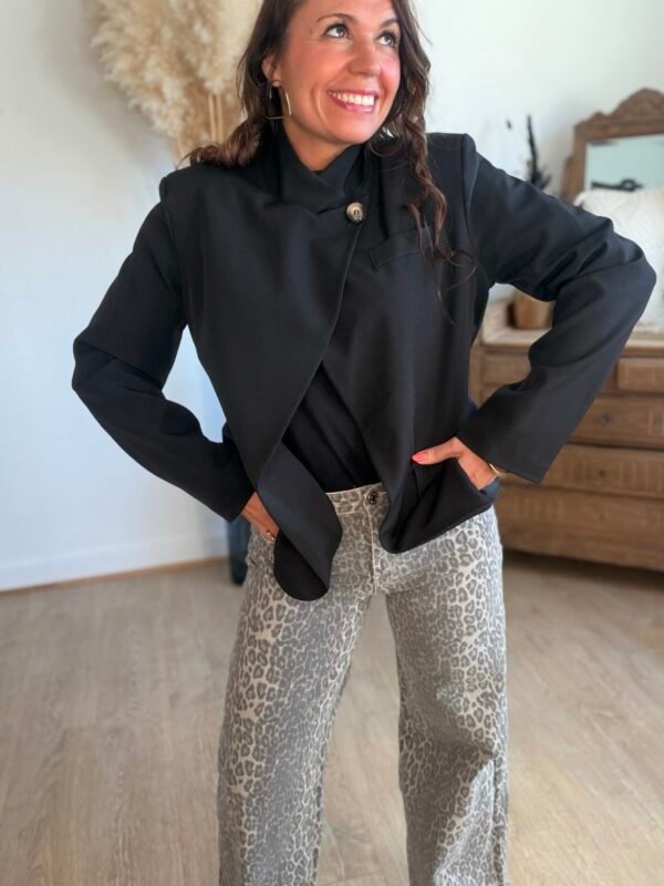 Veste Blazer asymétrique noire - Modèle Elisa