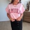 T shirt rose Amore - Modèle Andy