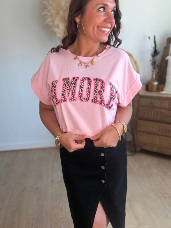 T shirt rose Amore - Modèle Andy