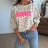 Sweat léopard écru iconic - Modèle Paola