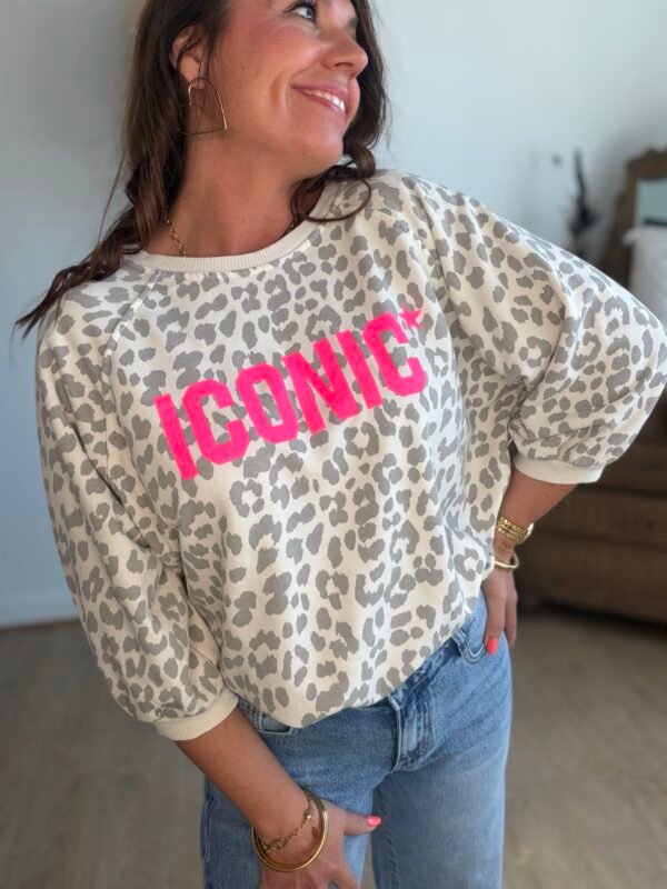 Sweat léopard écru iconic - Modèle Paola