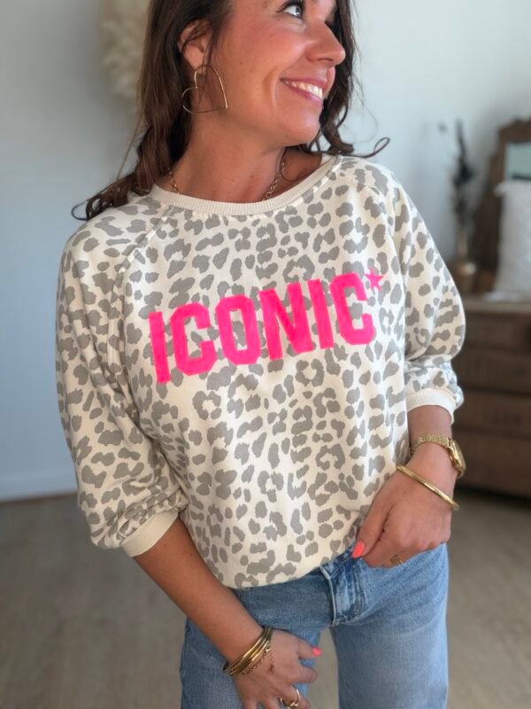 Sweat léopard écru iconic - Modèle Paola