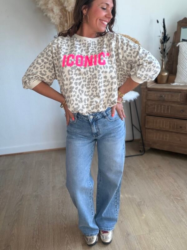 Sweat léopard écru iconic - Modèle Paola
