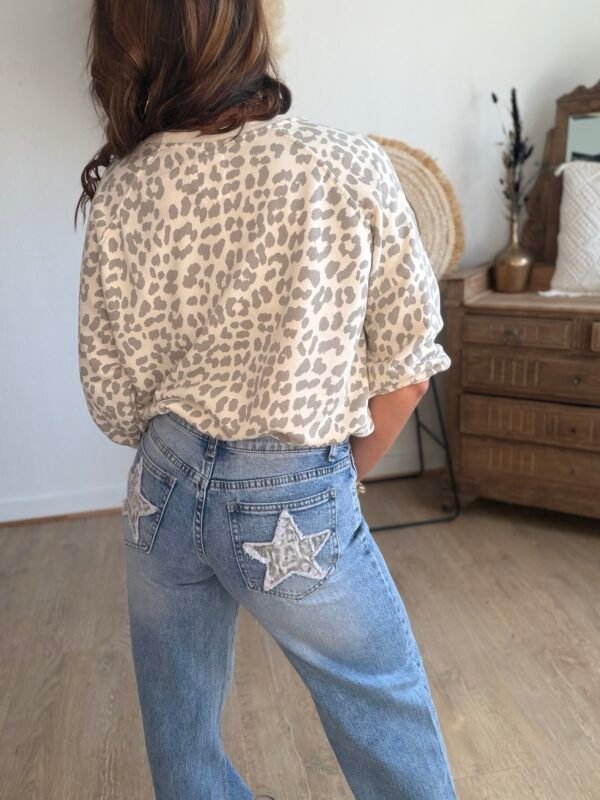 Jean Wide Leg étoiles léopard - Modèle Eryna