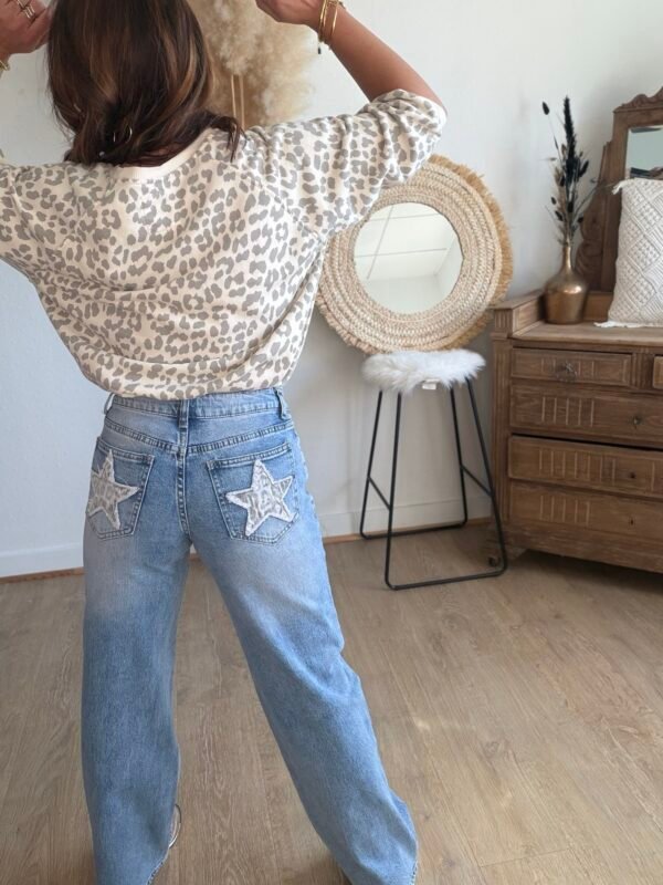 Jean Wide Leg étoiles léopard - Modèle Eryna