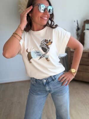 T shirt blanc Puppy - Modèle Abby