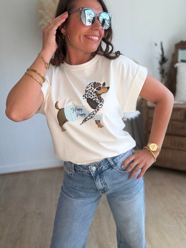 T shirt blanc Puppy - Modèle Abby