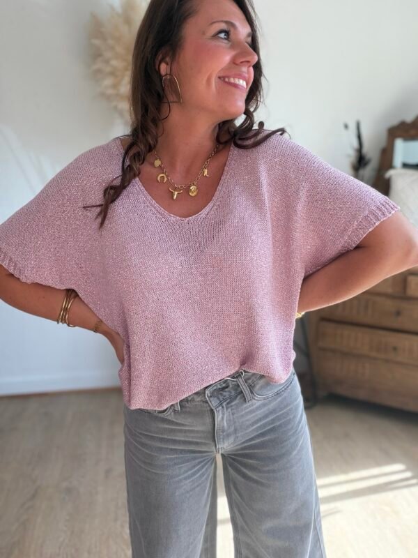 Blouse pailletté rose - Modèle Marianne