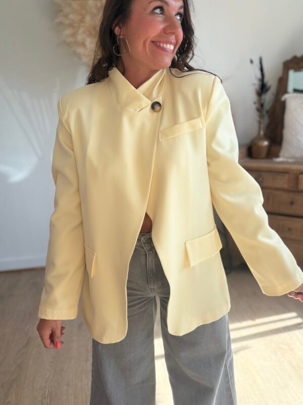 Veste Blazer asymétrique jaune - Modèle Elisa