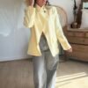 Veste Blazer asymétrique jaune - Modèle Elisa