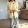 Veste Blazer asymétrique jaune - Modèle Elisa