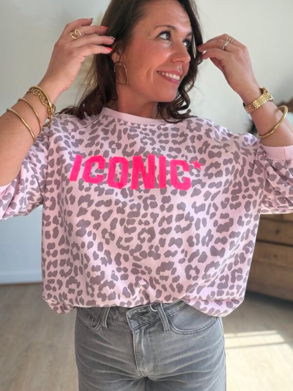 Sweat léopard rose iconic - Modèle Paola
