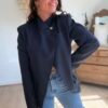 Veste Blazer asymétrique bleu marine  - Modèle Elisa