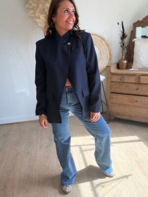 Veste Blazer asymétrique bleu marine  - Modèle Elisa