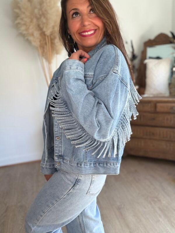 Veste en jean à franges - Modèle Ada