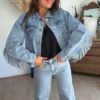 Veste en jean à franges - Modèle Ada