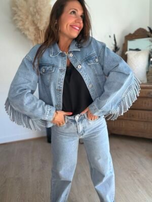 Veste en jean à franges - Modèle Ada
