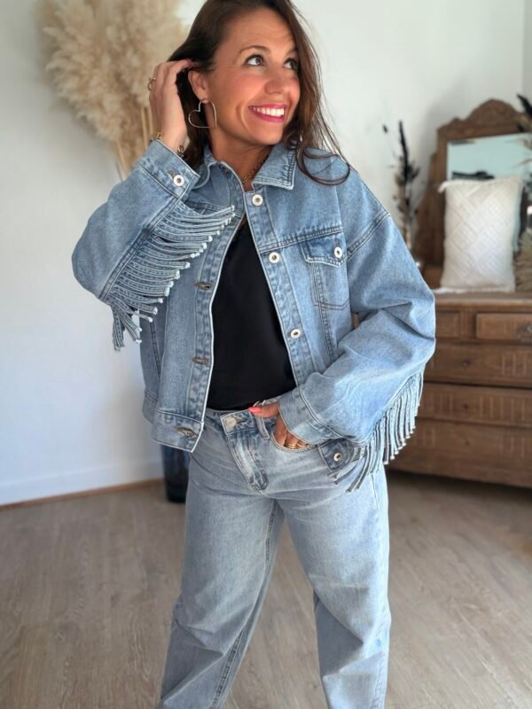 Veste en jean à franges - Modèle Ada