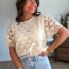 Blouse en dentelle beige - Modèle Léa