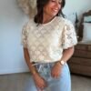 Blouse en dentelle beige - Modèle Léa