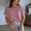 T shirt rayé bordeaux rose - Modèle Hector