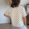 T shirt à pois fluide ultra doux blanc - Modèle Gladys