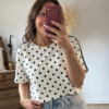 T shirt à pois fluide ultra doux blanc - Modèle Gladys