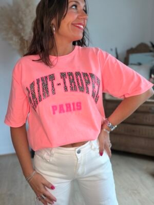 T shirt corail saint Tropez - Modèle Carina