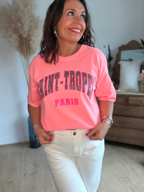 T shirt corail saint Tropez - Modèle Carina