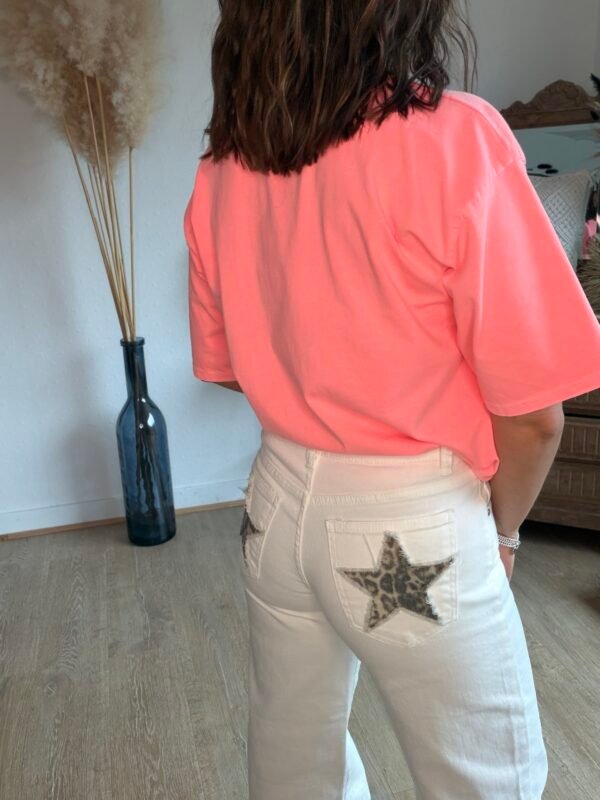 Jean Wide Leg blanc étoiles léopard - Modèle Eryna