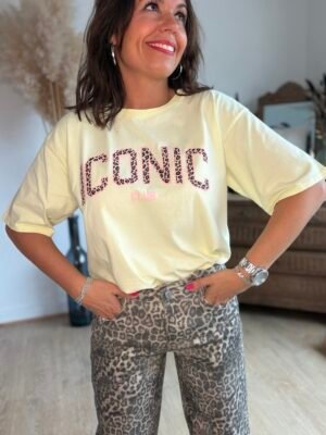 T shirt jaune Iconic léopard - Modèle Sophia