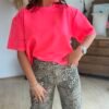 T shirt fluide ultra doux rose néon  - Modèle Gina